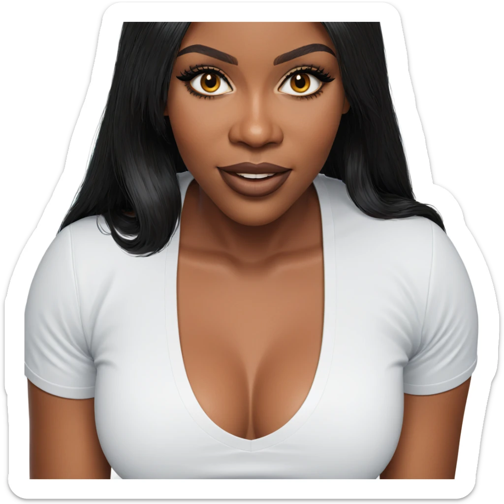 dark-skinned beauty in white shirt sticker