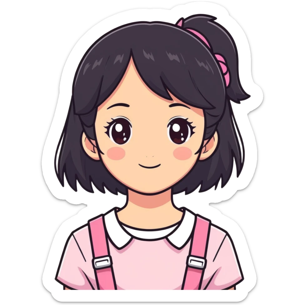 15 year old girl with black hair and brown eyes pink braces  sticker