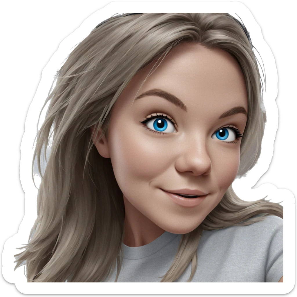smiling girl with blue eyes sticker