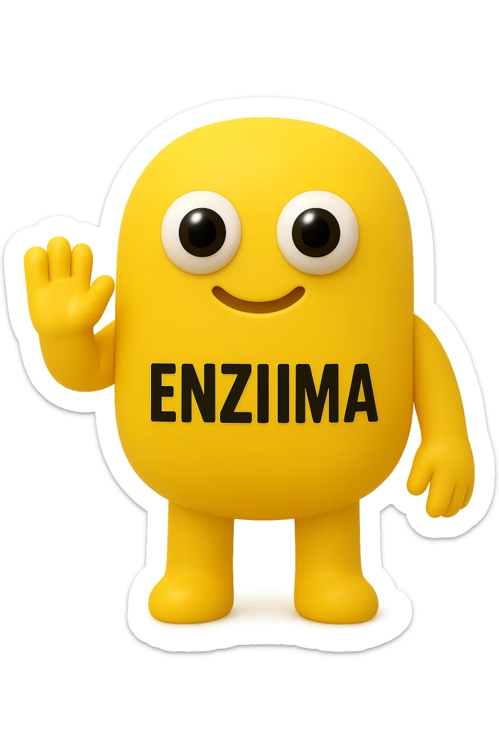 FALLO IDENTICO MA CON LA SCRITTA ENZIMA IN ITALIANO SUL CORPO. emoji con enzima umano con occhi 3d con la scritta "ENZIMA" SUL CORPO IN ITALIANO sticker