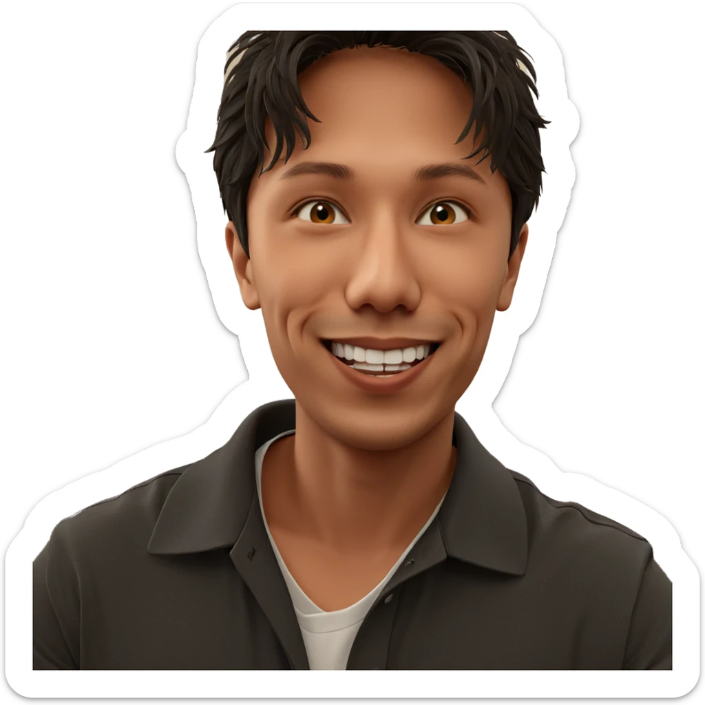 smiling boy indoors with blinds sticker