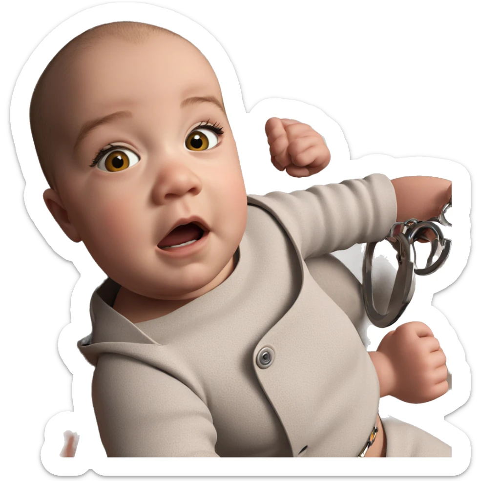 bald girl in handcuffs sticker