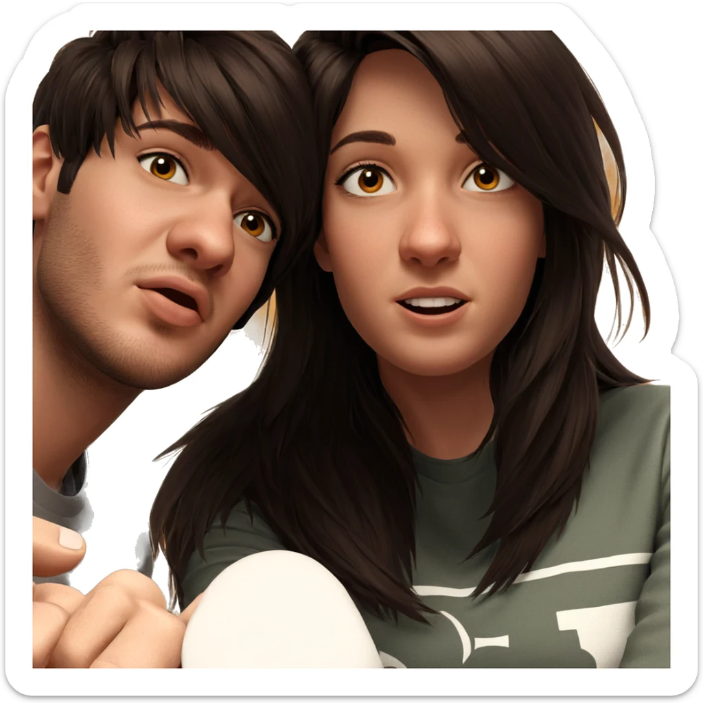 realistic portrait of girl and boy sticker