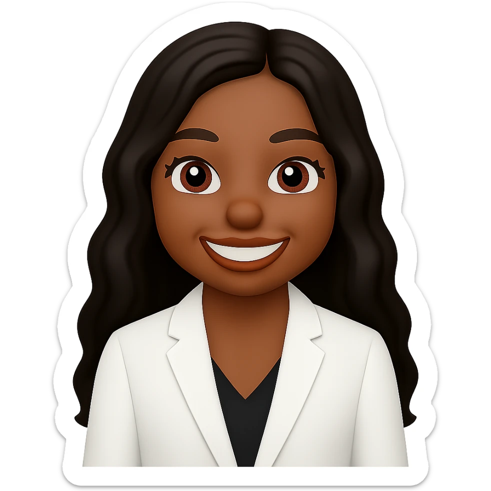 turn the second man in emoji style of the 1st image, match the facial features and match dressing style of the 2nd image, she is wearing white suit sticker