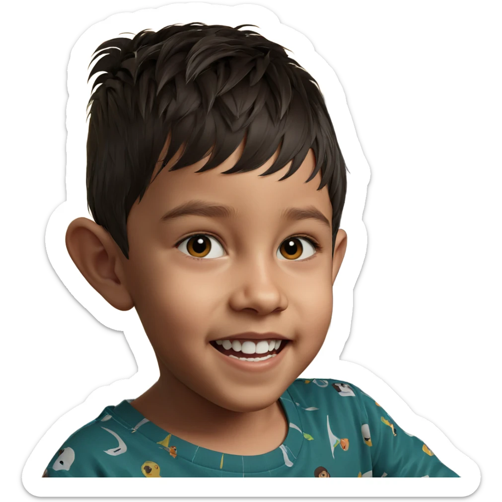 boy with print shirt indoors sticker