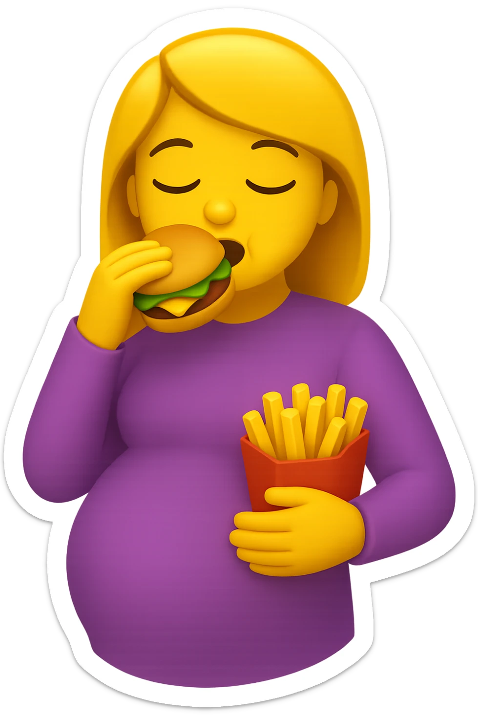 emoji stile iphone di donna in gravidanza che mangia male sticker