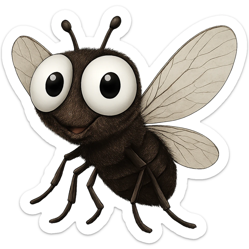 can you change its colors to look more like a real fly. leave the eyeballs white. trasparent background sticker