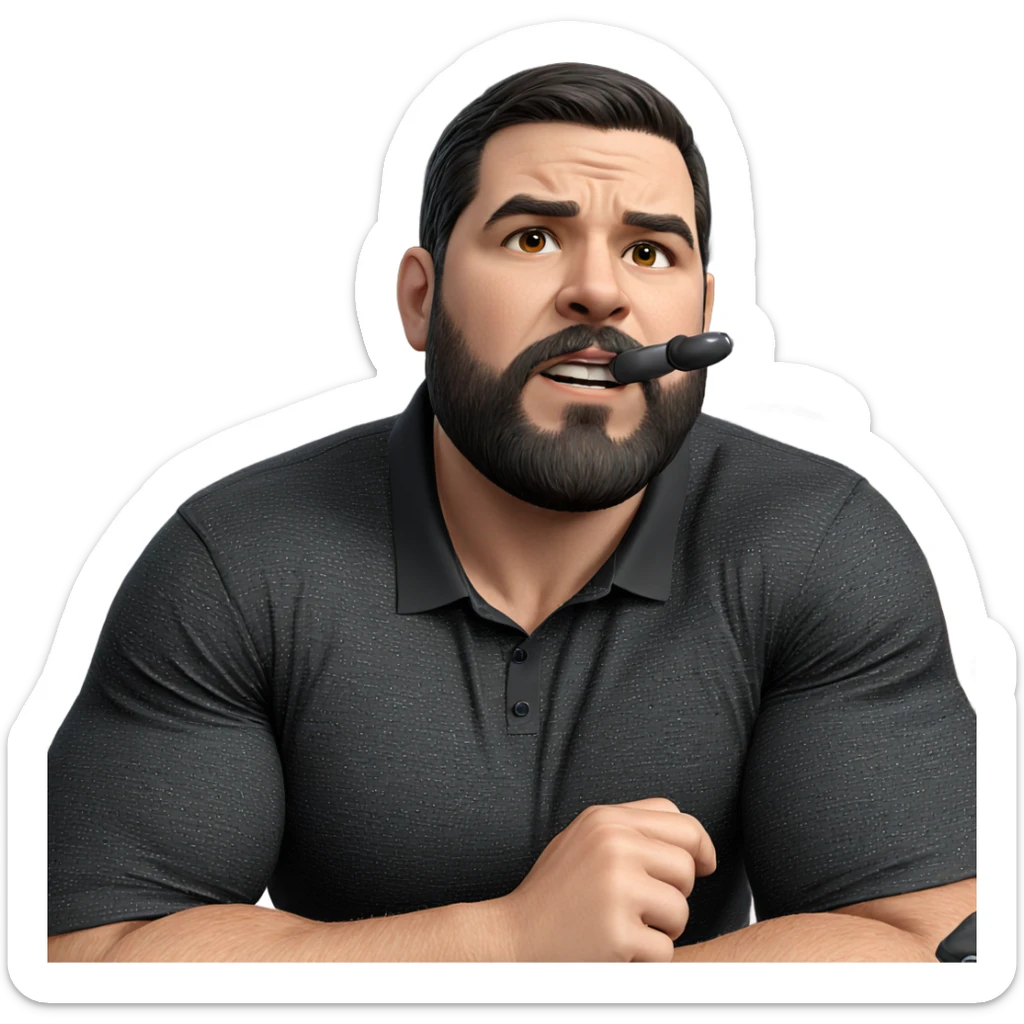 muscular man in black shirt sticker