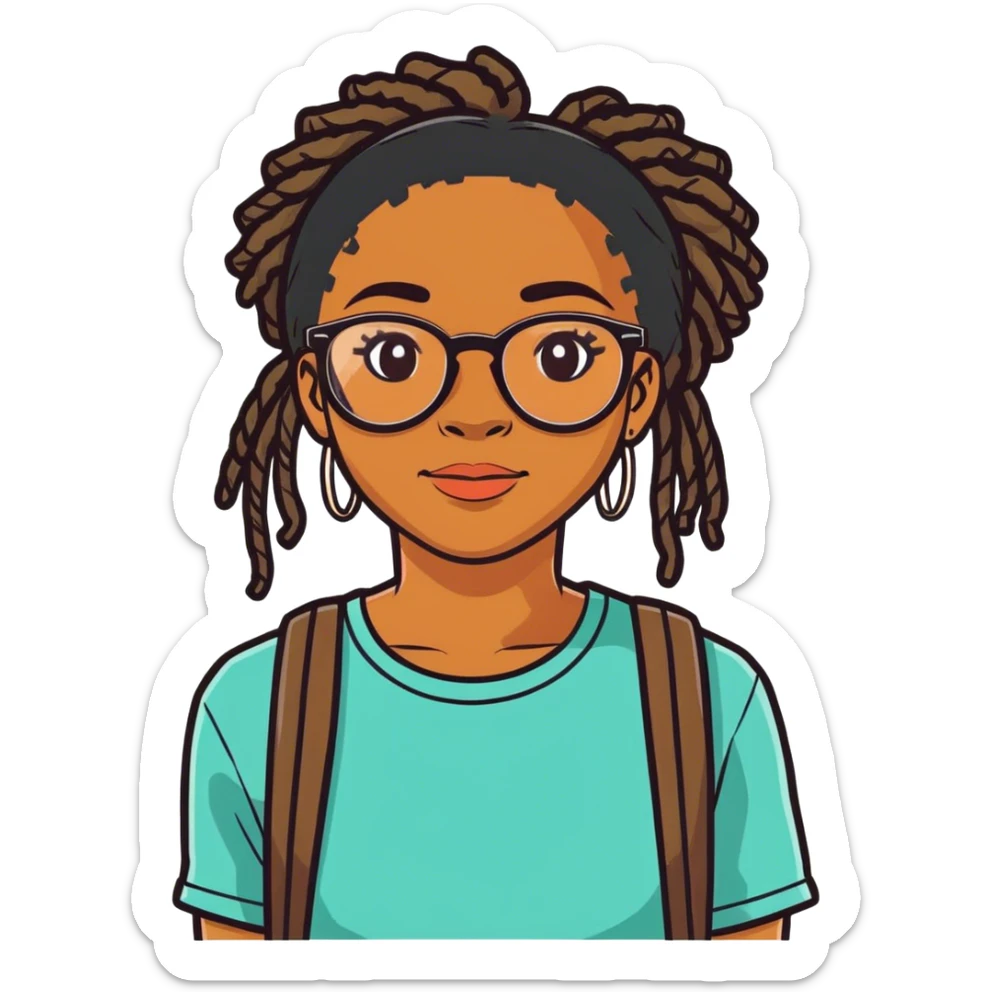 Black girl with locs wearing glasses on her 16th birthday  sticker
