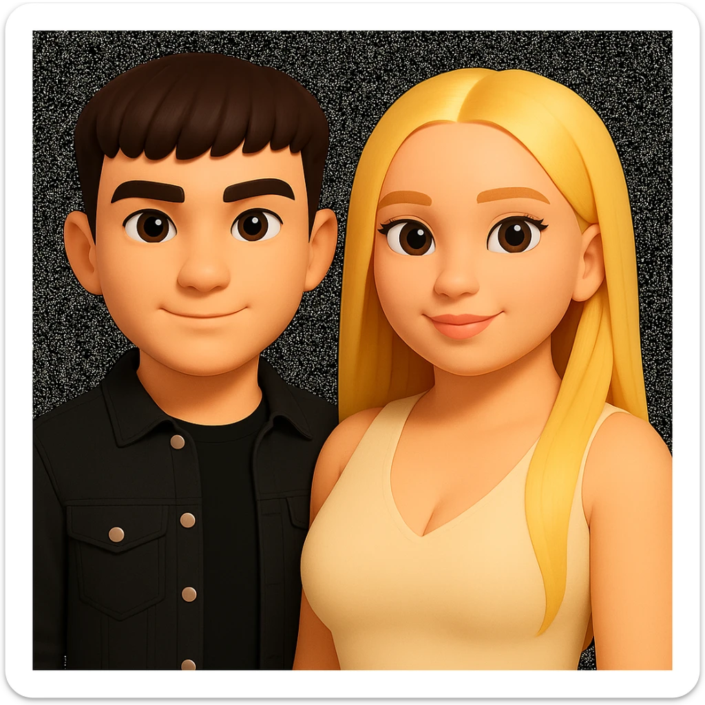 Slightly increase the volume of the upper body of the girl, slightly turn her to face forward, and make the skin color uniform. Maintain the cartoonish 3D style in the image. sticker