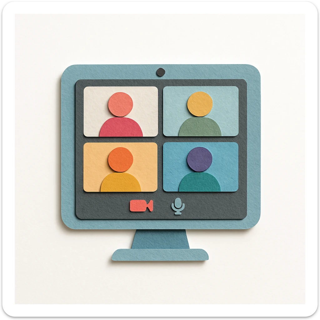 virtual zoom meeting video conference on a computer screen sticker