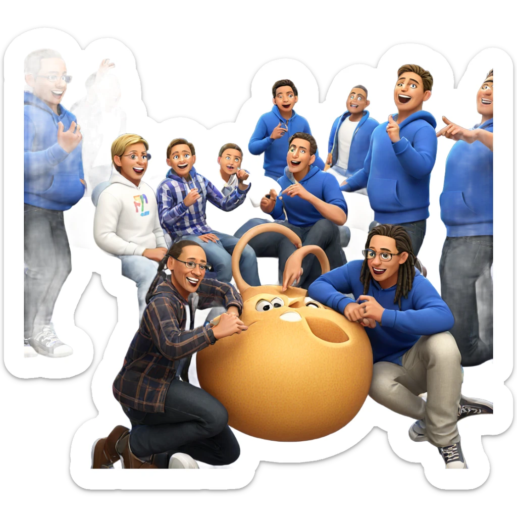 boys having fun together sticker