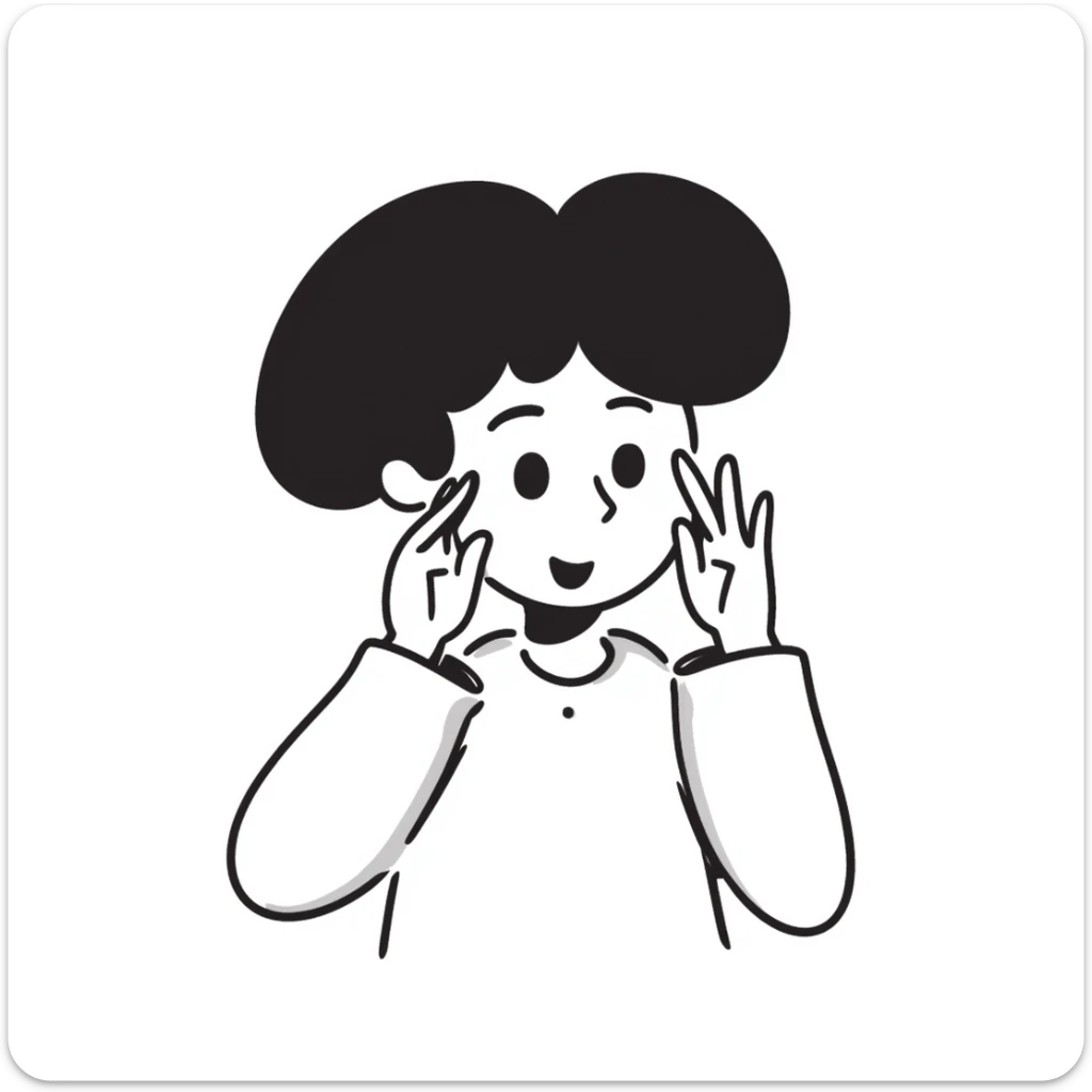 hand-drawn doodle of a person peeking through their fingers, sketchy lines sticker