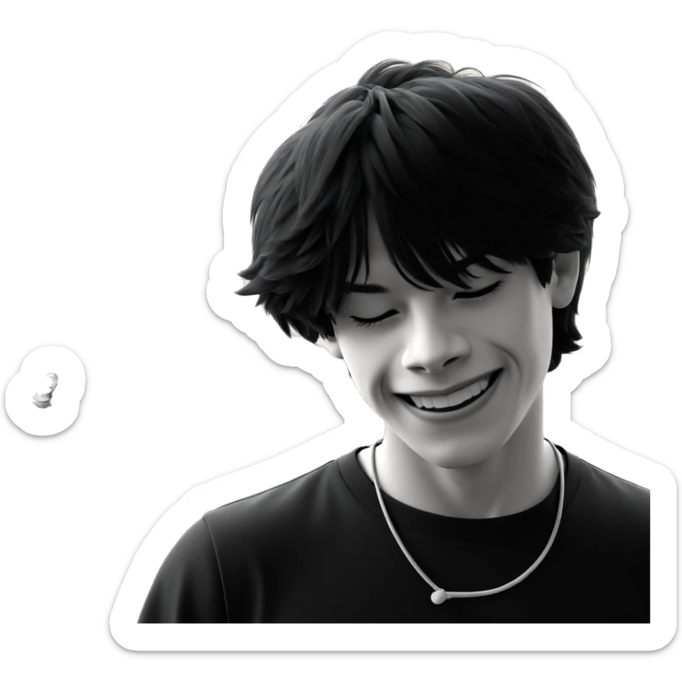 smiling boy in monochrome shirt sticker