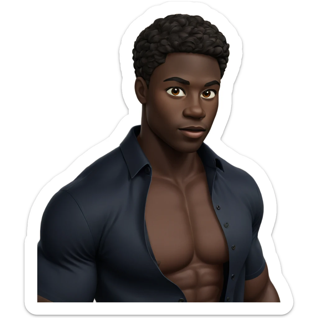 muscular male with dark skin sticker