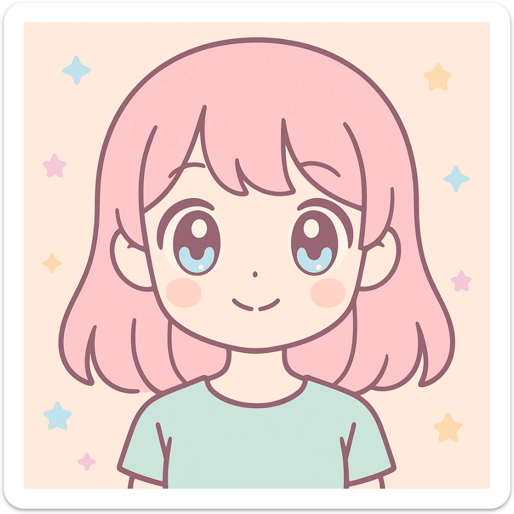 anime girl, beautiful, soft colors, large expressive eyes, detailed hair, gentle smile, portrait view sticker