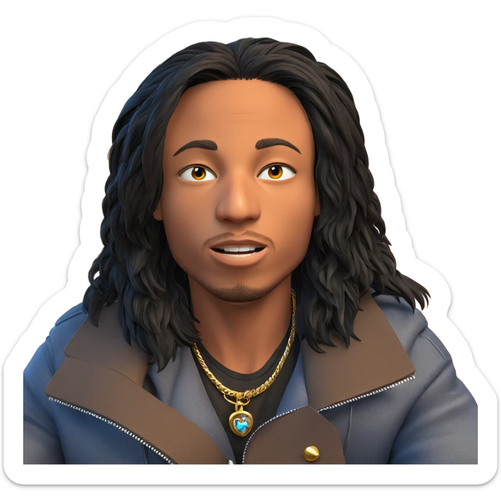 dark-haired boy with jewelry sticker