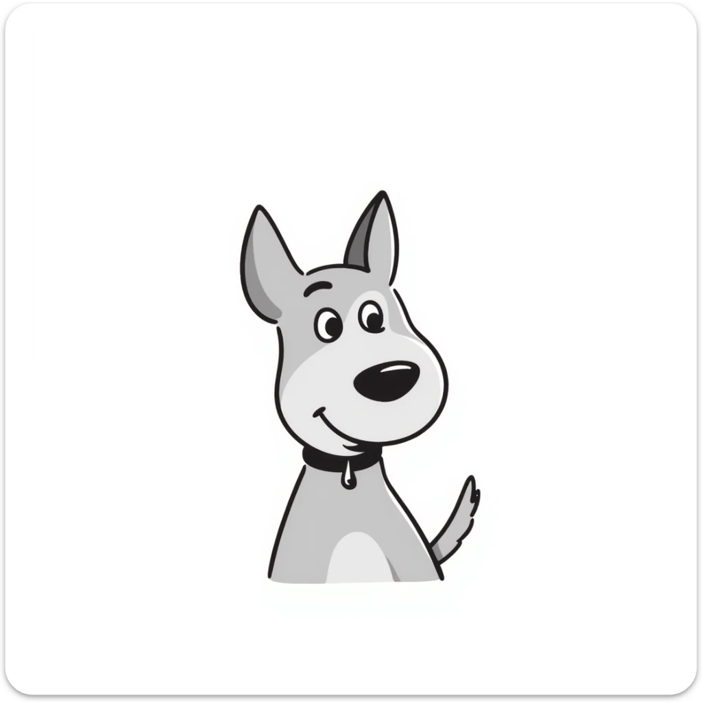 A Doberman dog with pointy ears and sleek body in pastel colors (dd9fb0, ffc6d3, a3bfc9, c4bee2, f1b091), hand-drawn doodle style sticker