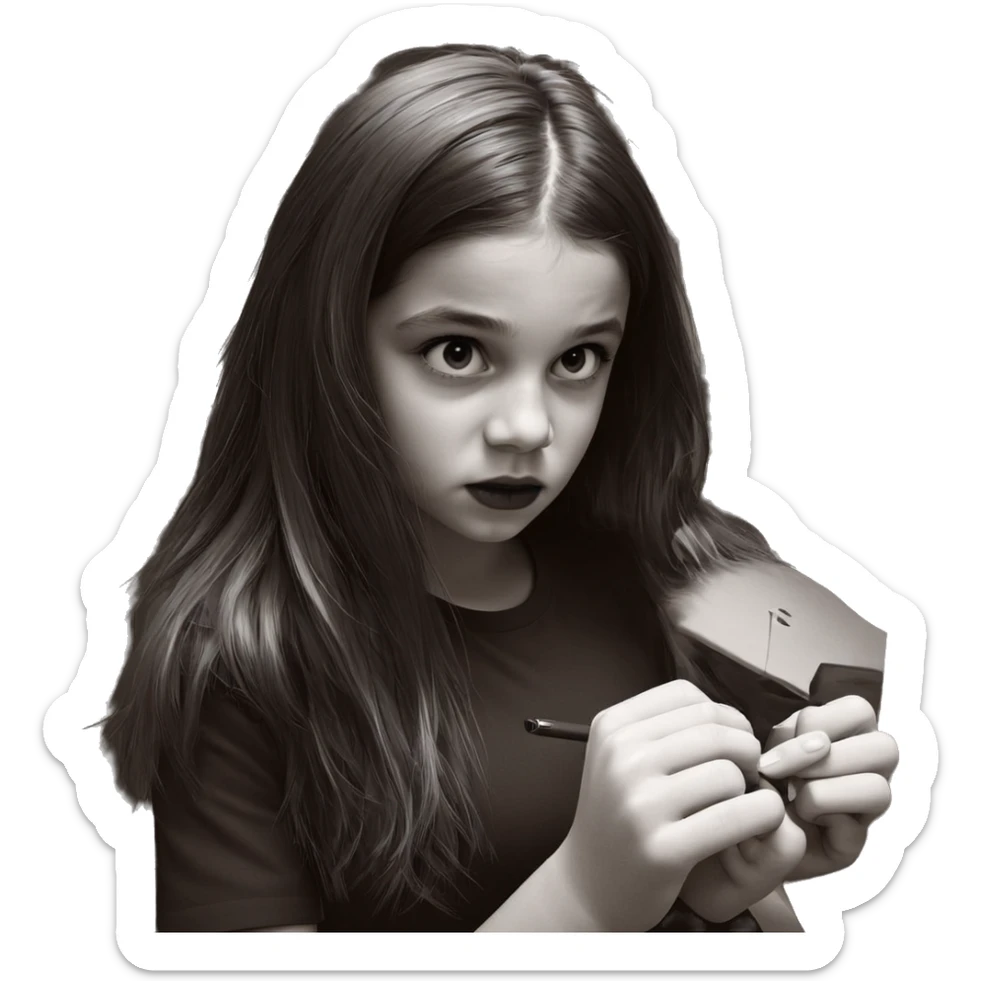 monochrome girl portrait looking up sticker