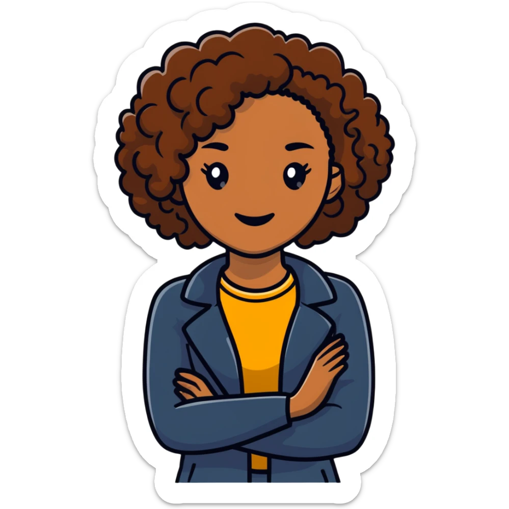 brown woman with curly hair, it girl, daily activities sticker