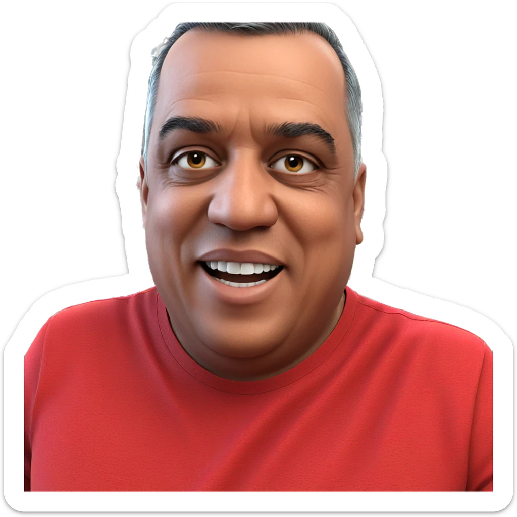 boy in red shirt looking sticker