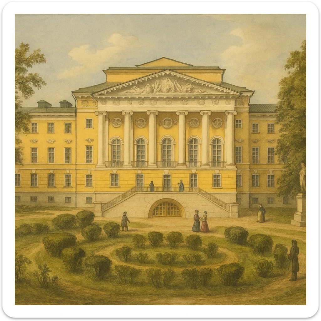 Казаковский корпус Московского Университета в 19 веке - рисованный стиль sticker