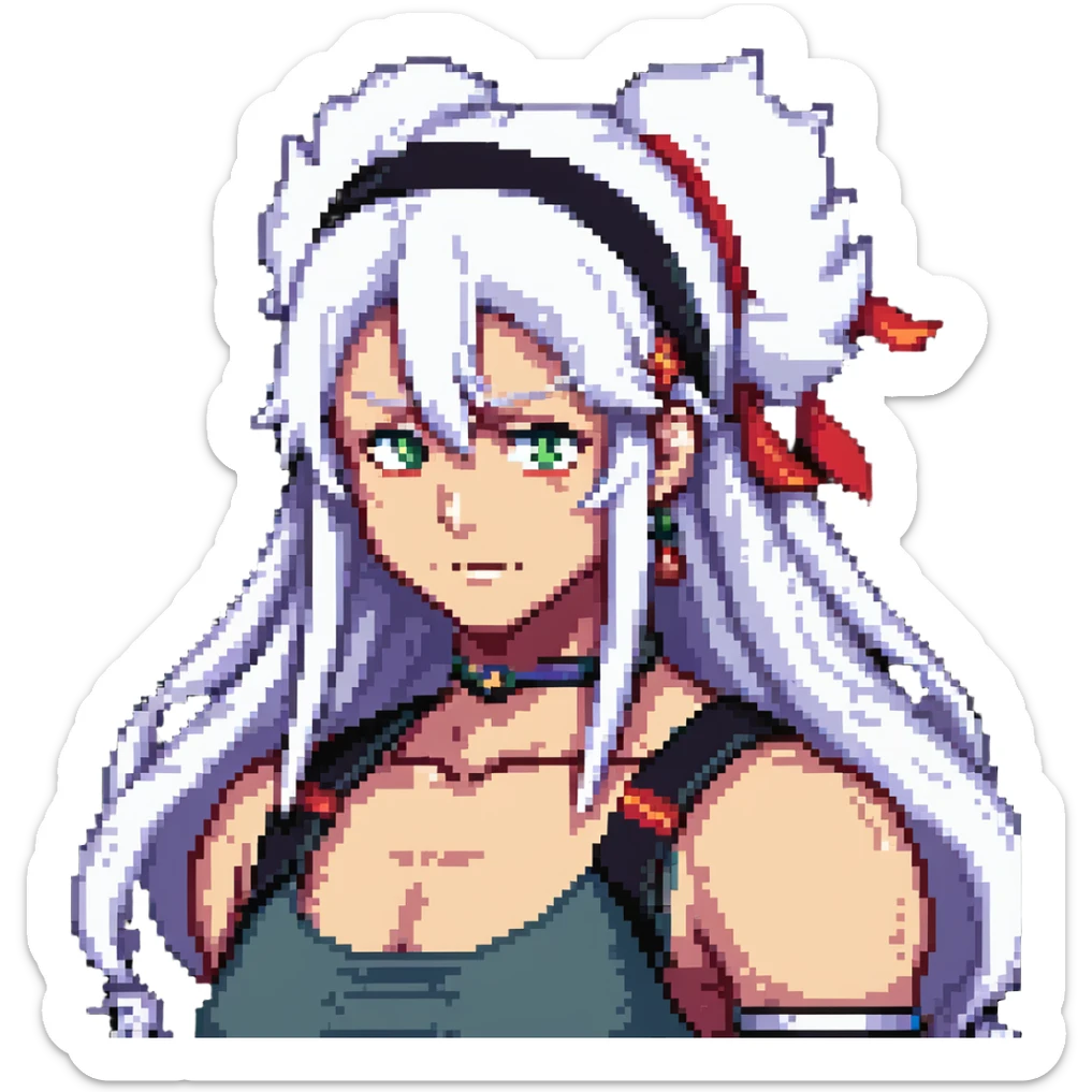 Tengen Uzui with a smirk, Sound Hashira from Demon Slayer, white hair, headband, muscular sticker