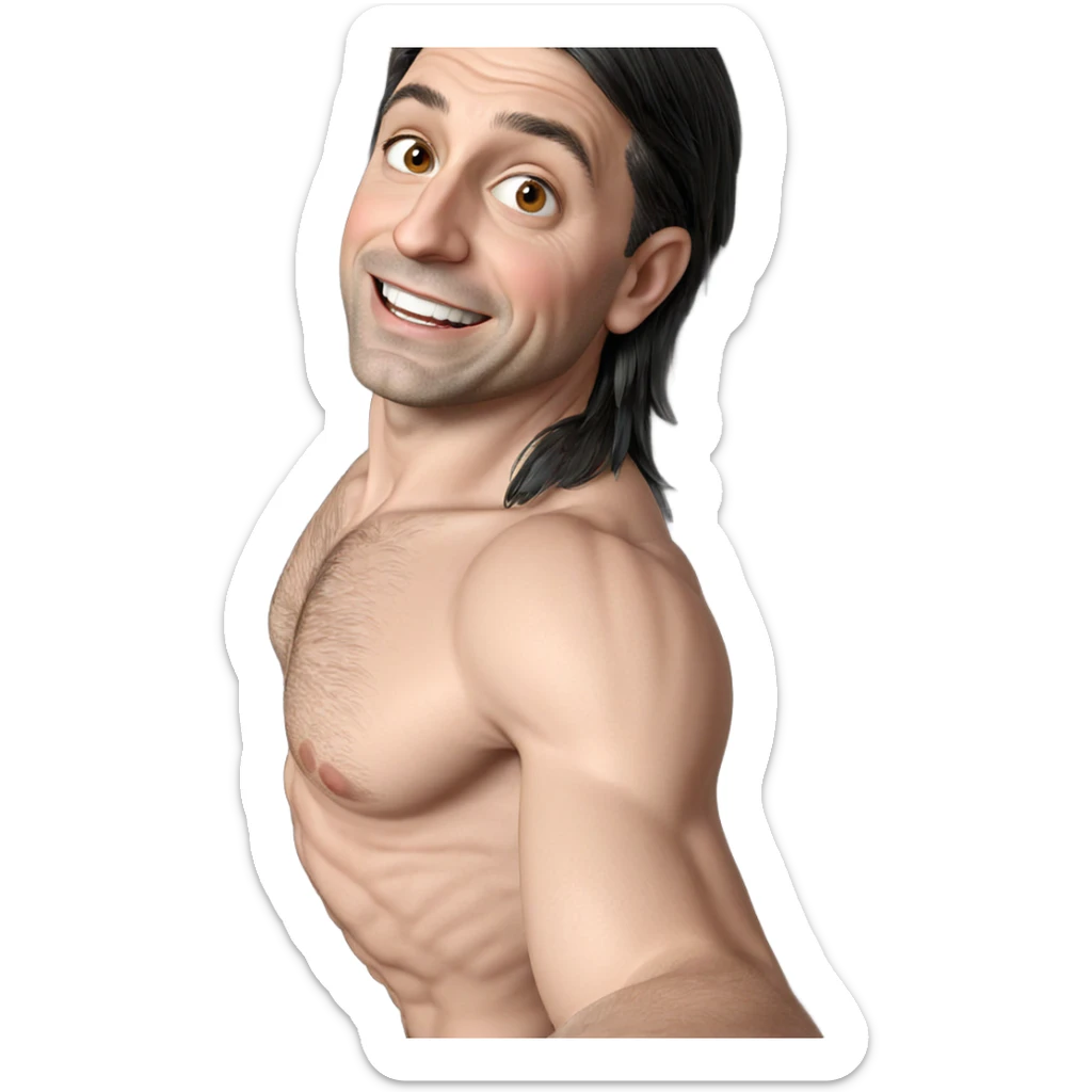 smiling nude male portrait sticker