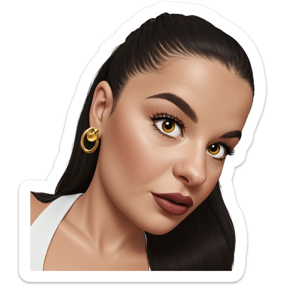 portrait of a girl with earrings sticker