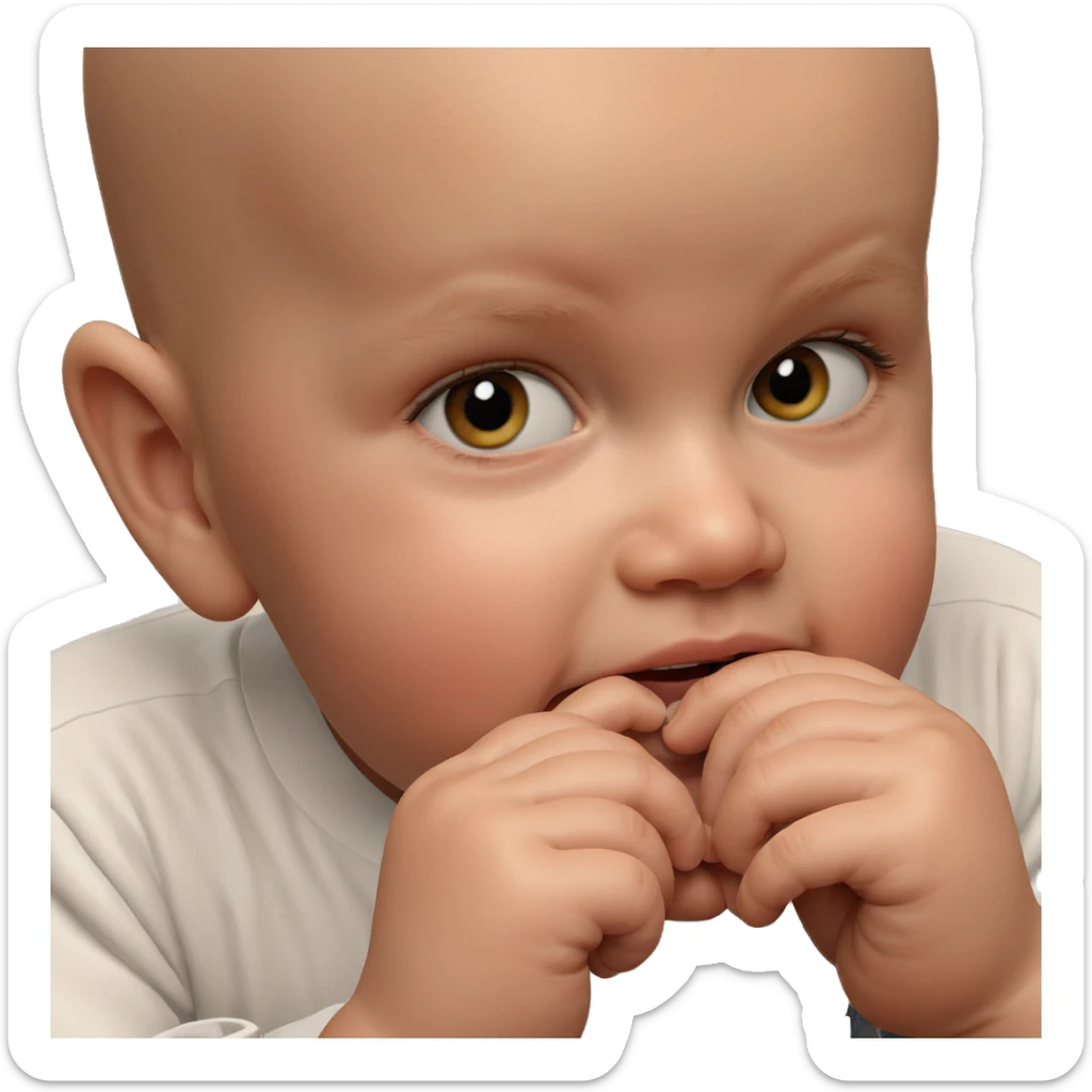 bald boy gazing forward sticker