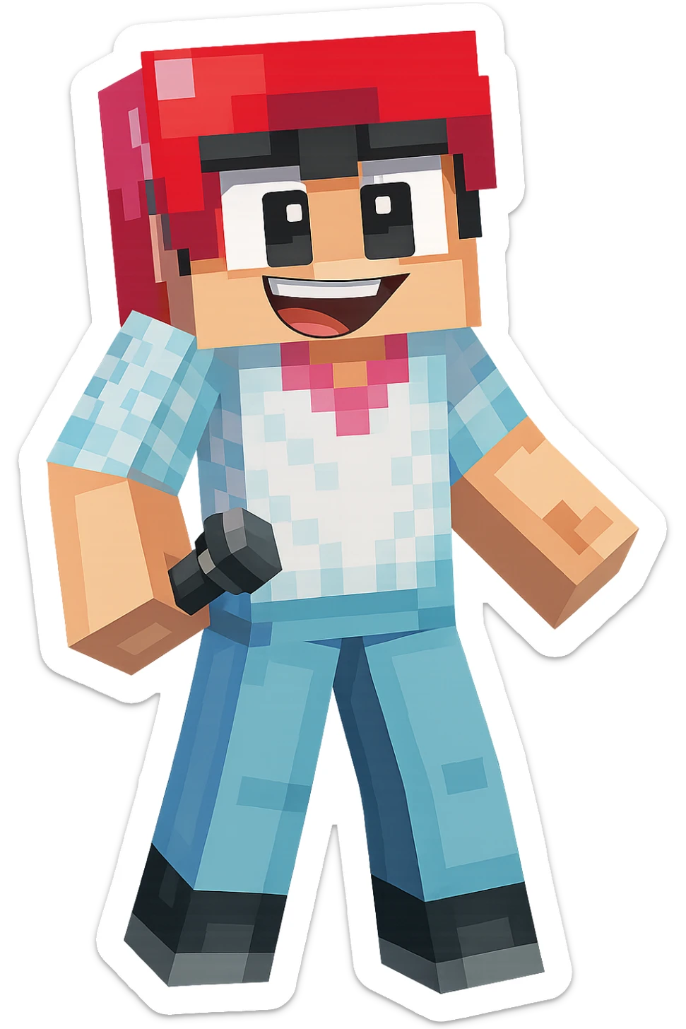 Extract every character from the picture. So i need total 5 images of the character including the clothes and accessories they are wearing, and place on a transparent background. Keep the original style and appearance exactly the same. and separately give me the each character picture

 sticker