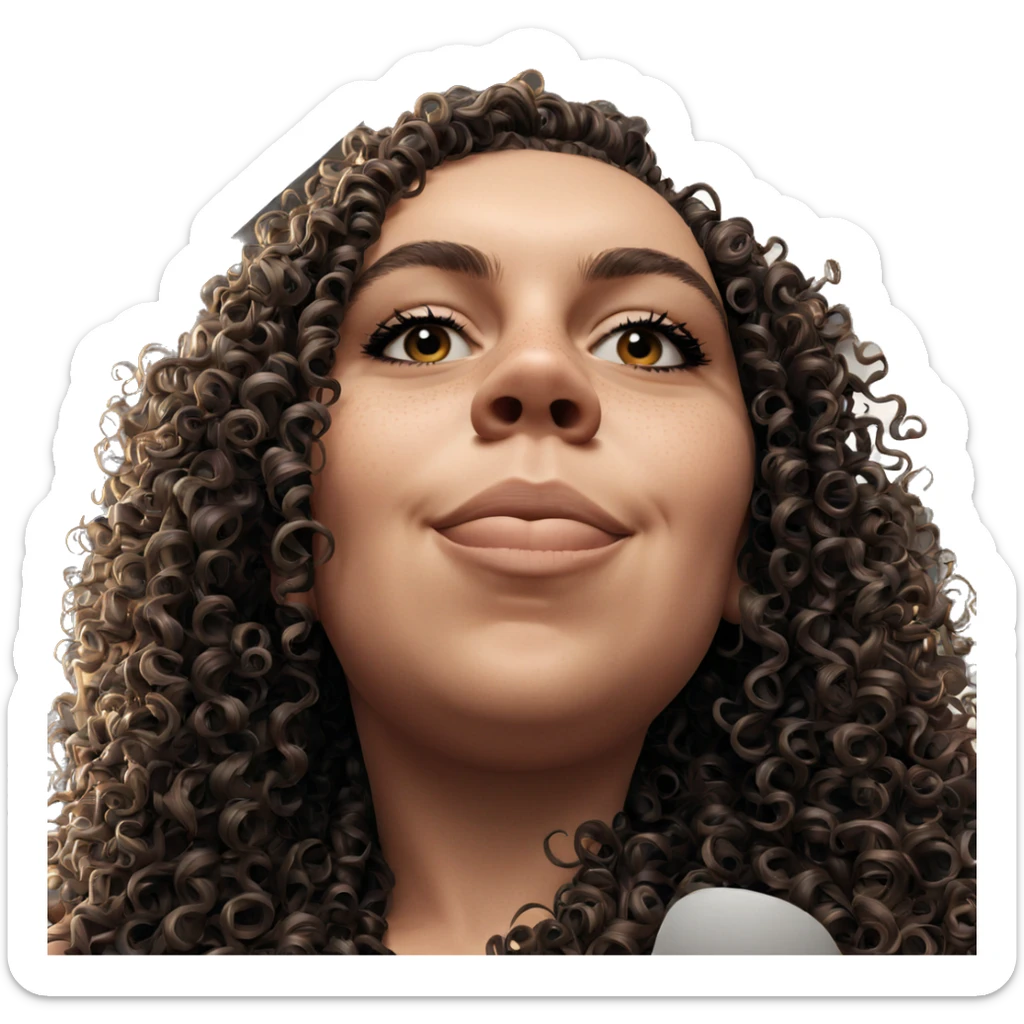 portrait of a girl with curls sticker