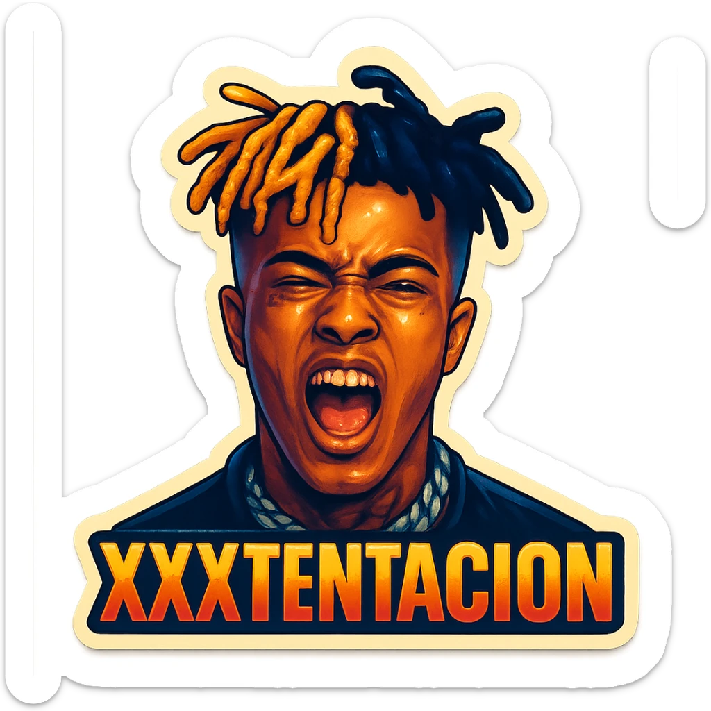 xxxtentacion as a sticker, expressive, bold, iconic, suitable for sticker use sticker