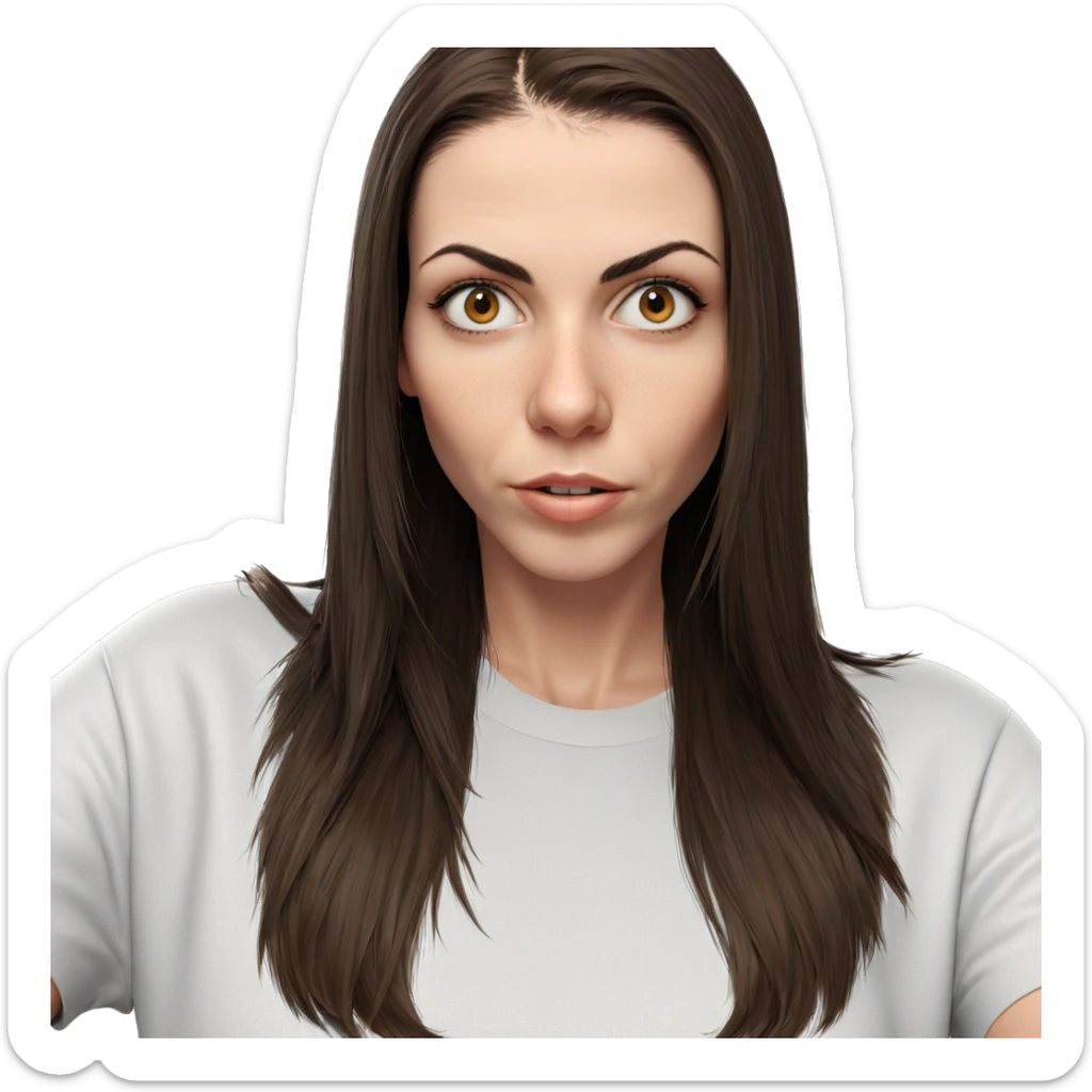 realistic girl with brown hair sticker