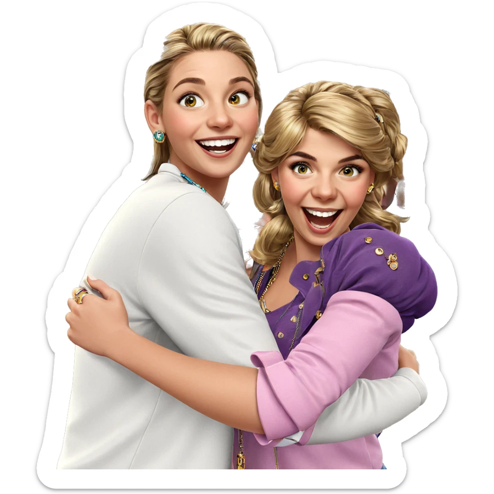 smiling girls with jewelry sticker