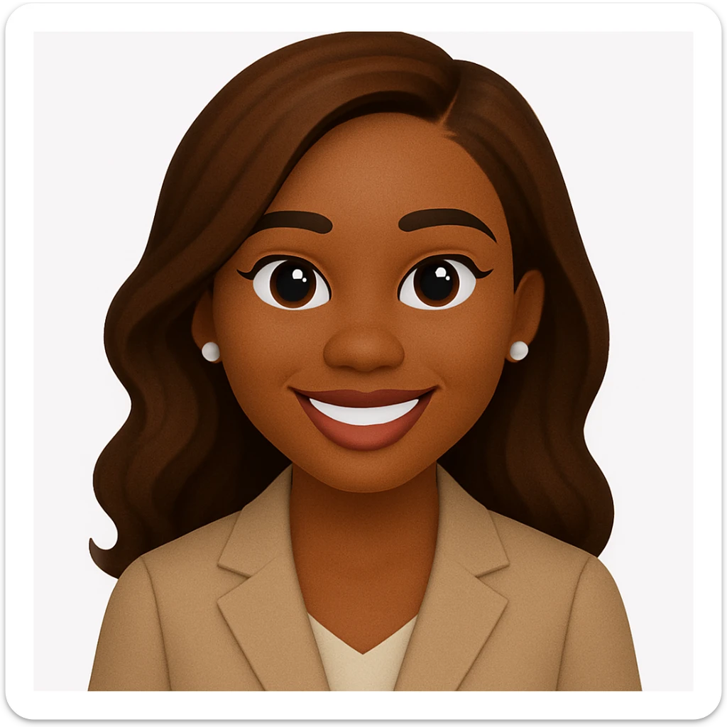 turn the second man in emoji style of the 1st image, match the facial features and match dressing style of the 2nd image, she is wearing suit sticker
