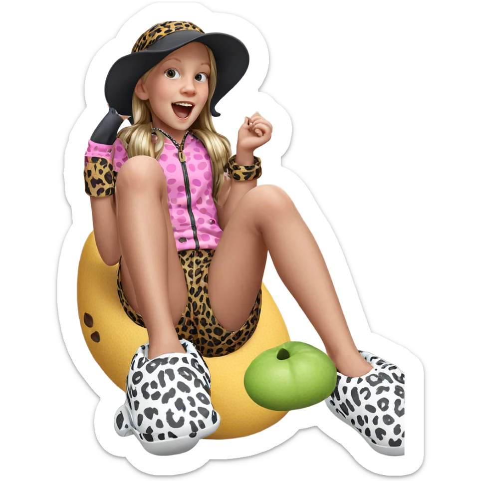 girl in leopard print outfit sticker