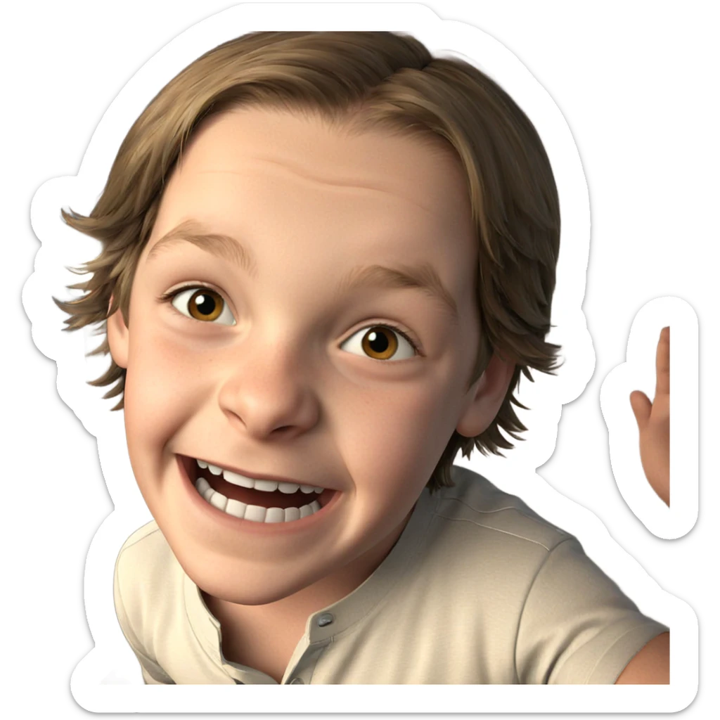 smiling boy looking at viewer sticker