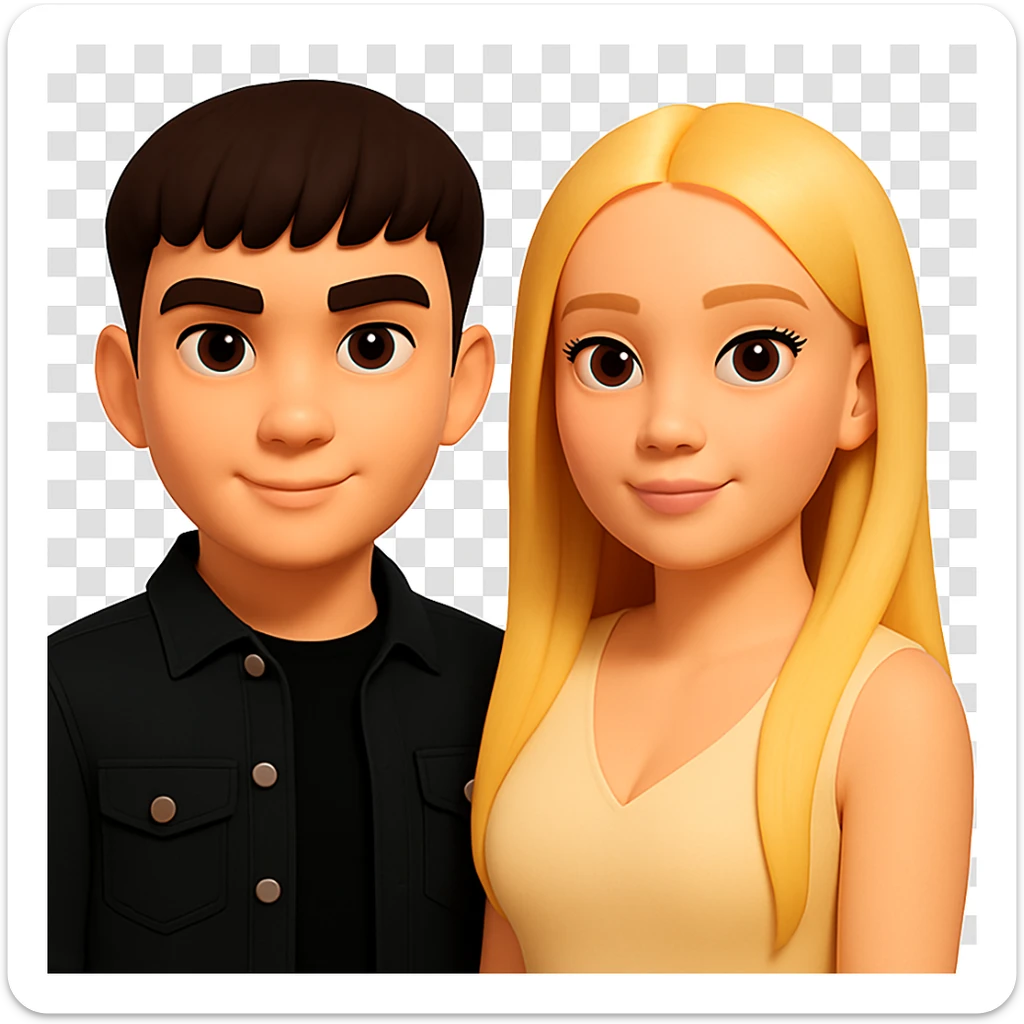 Slightly increase the volume of the upper body of the girl and slightly turn her to face forward. Preserve the style of the image. Keep the background transparent. sticker