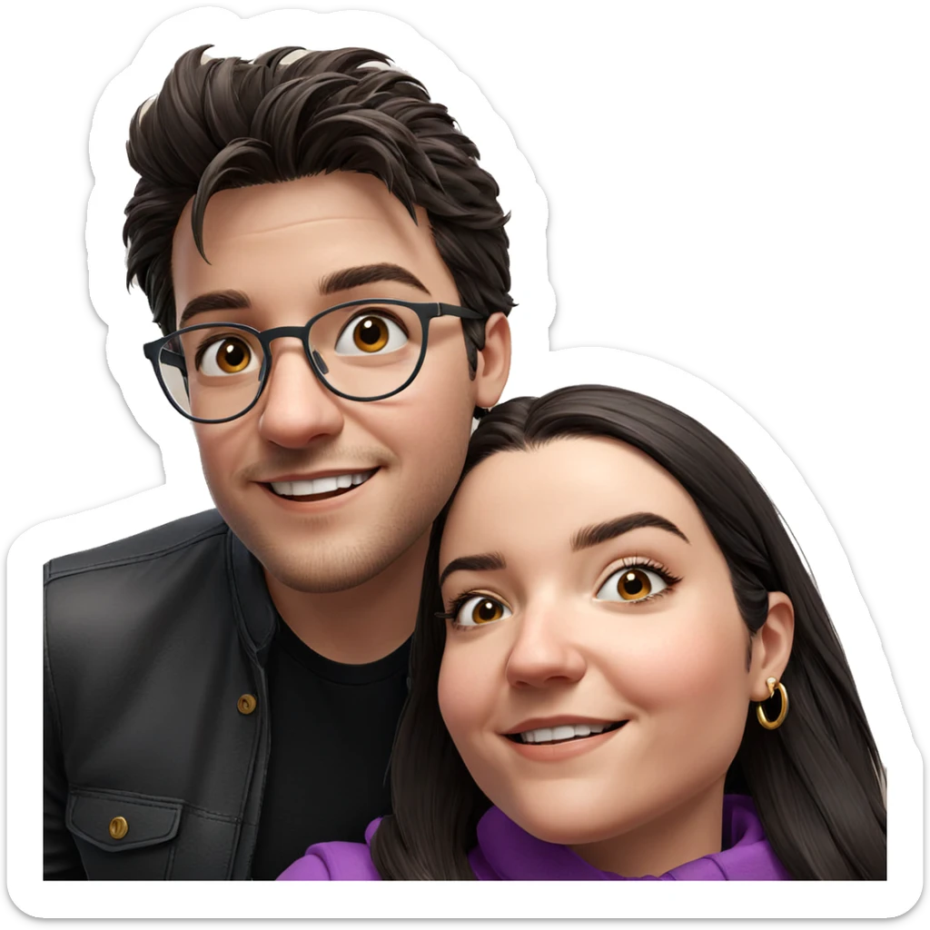 smiling couple portrait in style sticker