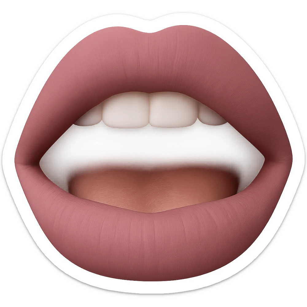Realistic lipstick emoji with matte finish, pink lipstick, photorealistic style. Remove background. sticker