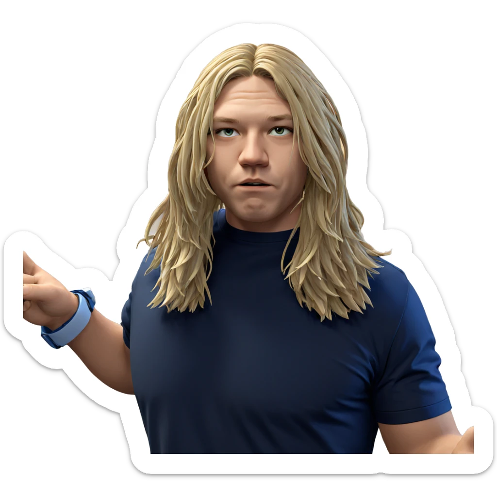 blonde male in blue shirt sticker