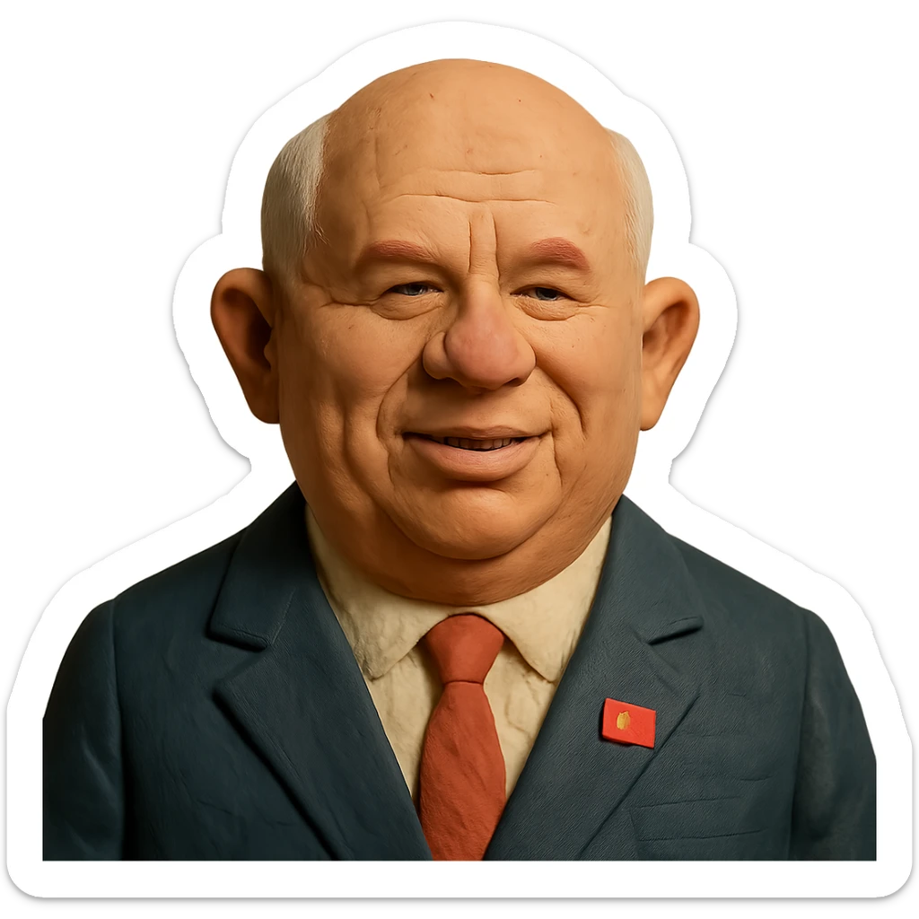 claymation style portrait of Nikita Khrushchev sticker