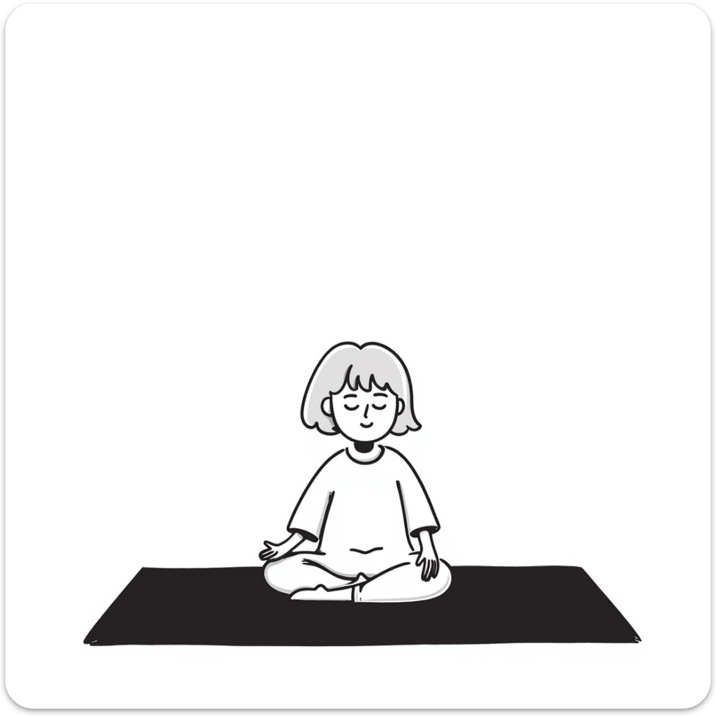 a blonde girl with a short haircut in a white dress sitting in a lotus position and meditating sticker