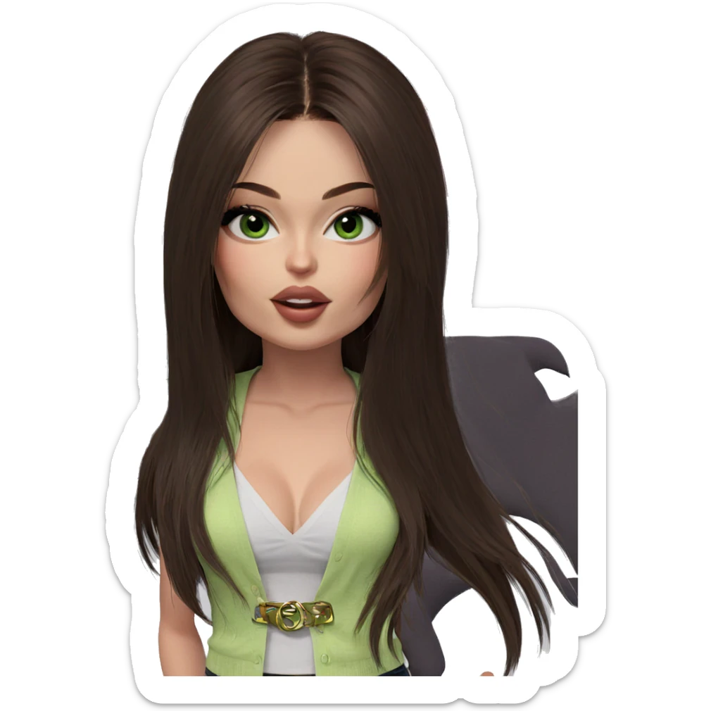 brown-haired girl with green eyes sticker