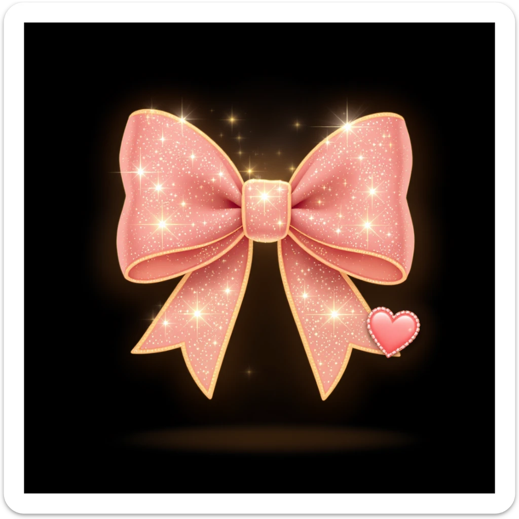 bow emoji, cute and shiny, with a heart accent sticker