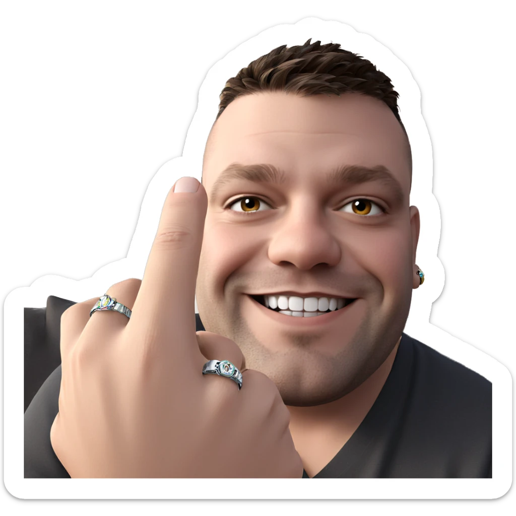 smiling boy with jewelry sticker