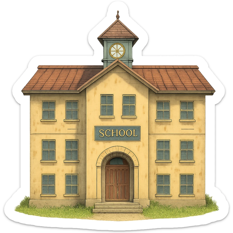 ghibli style school building sticker