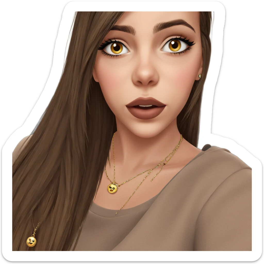girl with brown hair jewelry sticker