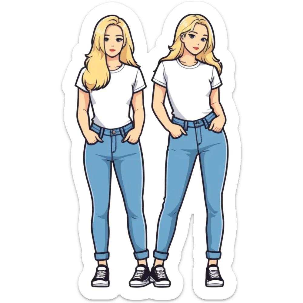 Take out the man in middle  Two people together, a 35 year-old tall muscular man with brown hair and a shorter blonde woman long hair also very good shape getting married next month. I don’t want them in wedding garb jeans and a T-shirt that show off their bodies would be best. sticker